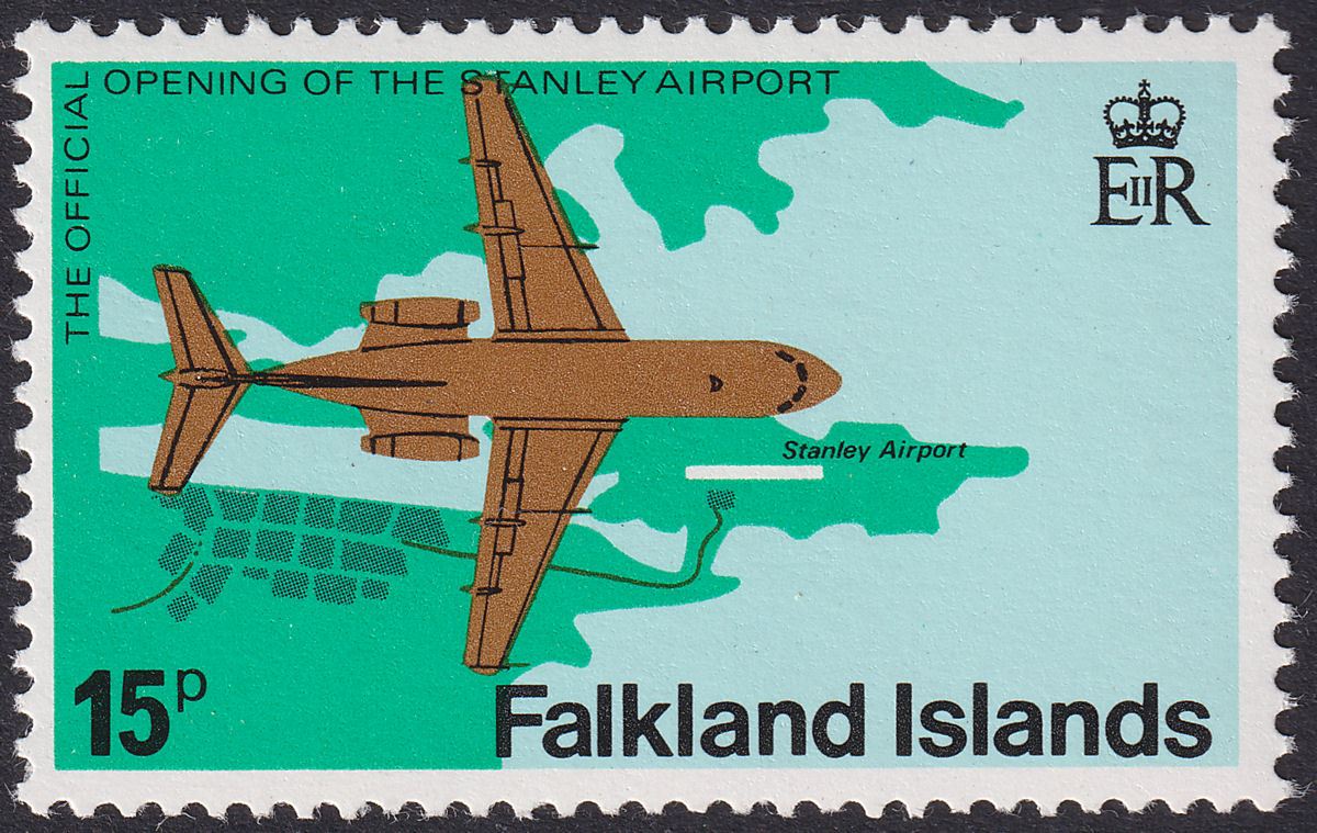 Falkland Islands 1979 QEII Stanley Airport 15p wmk Inverted Mint SG362w cat £70
