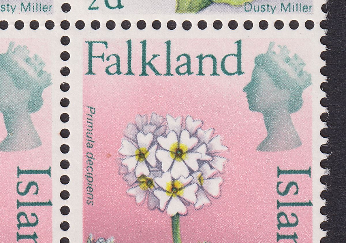 Falkland Islands 1968 QEII ½d Block with Crown Flaw Mint SG232a cat £10+