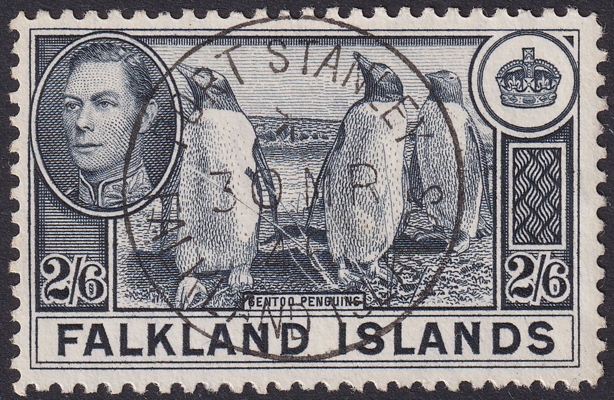 Falkland Islands 1938 KGVI Penguins 2sh6d Slate Used SG160 cat £25