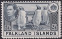 Click for more photos and details Falkland Islands 1944 KGVI Penguins 2sh6d Slate Mint SG160 cat £65
