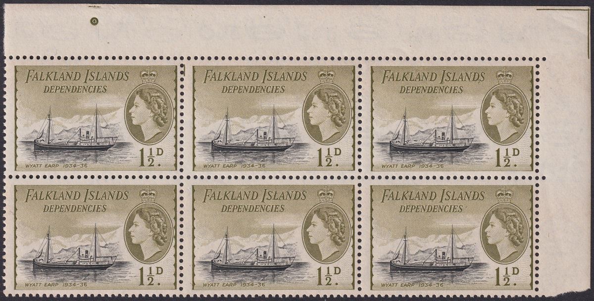 Falkland Islands Dependencies 1962 QEII 1½d De La Rue Block Mint SG G28a cat £78