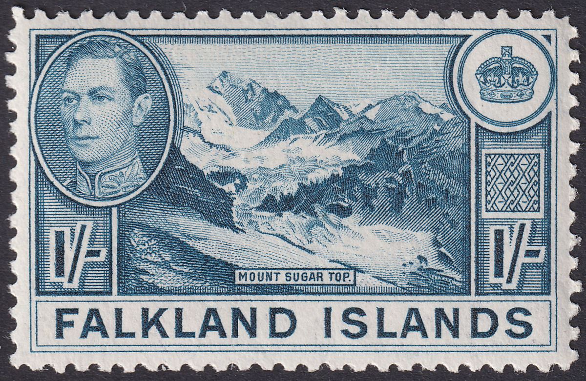 Falkland Islands 1944 KGVI 1sh Dull Blue UM Mint SG158b cat £38 MNH
