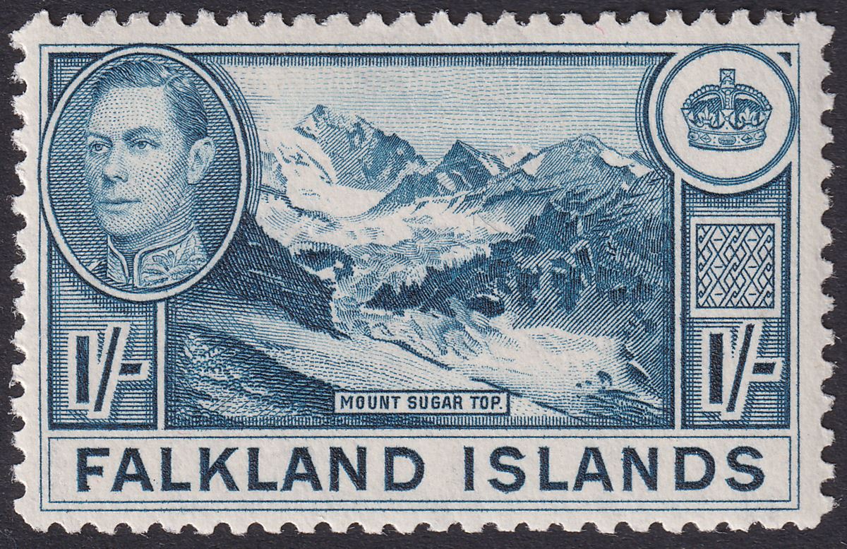 Falkland Islands 1944 KGVI 1sh Dull Blue UM Mint SG158b cat £38 MNH