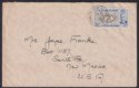 Click for more photos and details Falkland Islands 1952 KGVI Map 2½d Black + Ultramarine Used on Cover - USA SG175