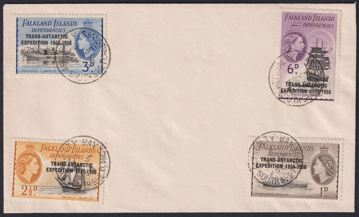 Falkland Islands Deps 1956 QEII Trans-Antarctic Exp Used Cover ADMIRALTY BAY Pmk