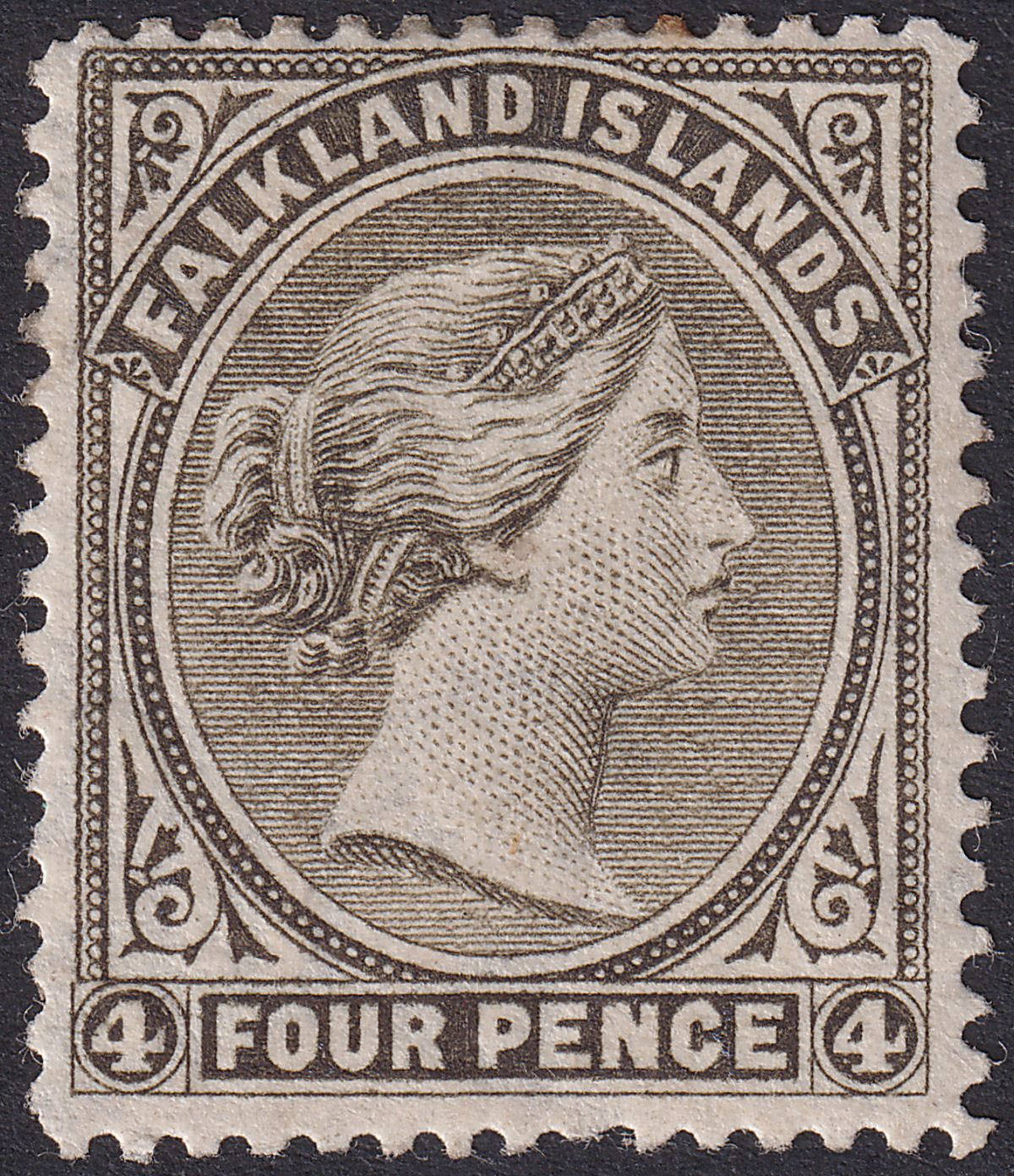 Falkland Islands 1885 QV 4d Pale Grey-Bl wmk Crown Right + Rev Mint SG9y c£1200