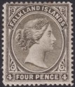 Falkland Islands 1885 QV 4d Pale Grey-Bl wmk Crown Right + Rev Mint SG9y c£1200