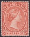 Falkland Islands 1895 QV 9d Pale Reddish Orange Mint SG35
