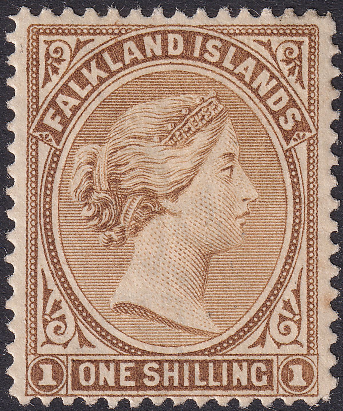 Falkland Islands 1895 QV 1sh Grey-Brown Mint SG37 cat £90