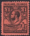 Falkland Islands 1929 KGV Whale and Penguins £1 Black on Red Mint SG126 cat £350
