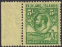 Falkland Islands 1929 KGV Whale + Penguins 5sh Green on Yellow Mint SG124 c£100
