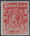 Falkland Islands 1914 KGV 10sh Red on Green Mint SG68 cat £200