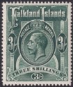 Falkland Islands 1912 KGV 3sh Slate-Green Mint SG66 cat £100