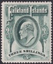 Falkland Islands 1904 KEVII 3sh Green Mint SG49 cat £190