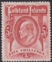 Falkland Islands 1904 KEVII 5sh Red Mint SG50 cat £225