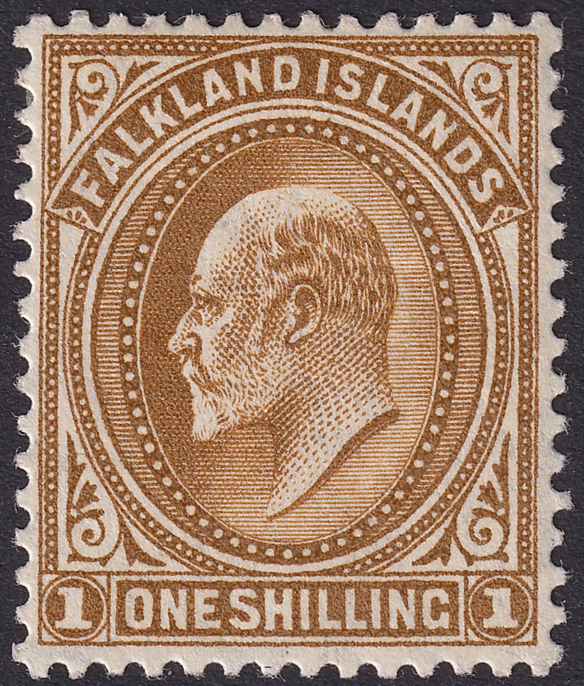Falkland Islands 1904 KEVII 1sh Brown Mint SG48 cat £50