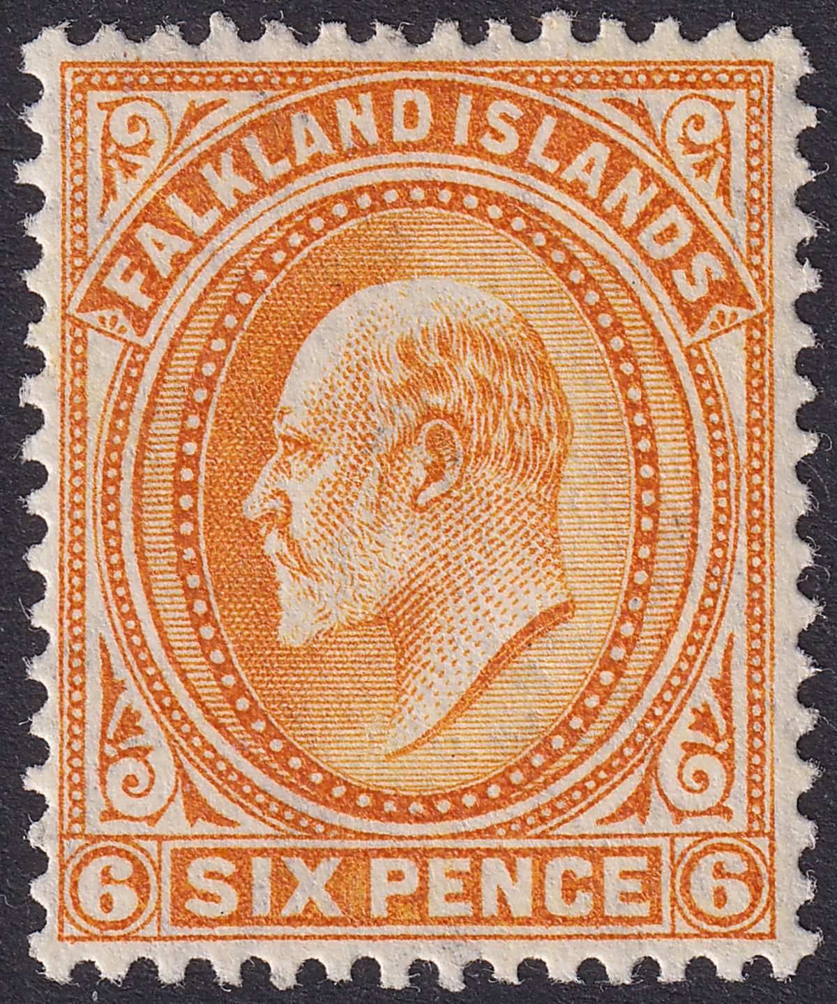 Falkland Islands 1904 KEVII 6d Orange Mint SG47 cat £45