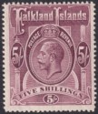 Falkland Islands 1914 KGV 5sh Reddish Maroon Mint SG67a cat £350