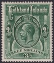 Falkland Islands 1923 KGV 3sh Slate-Green Mint SG80 cat £110