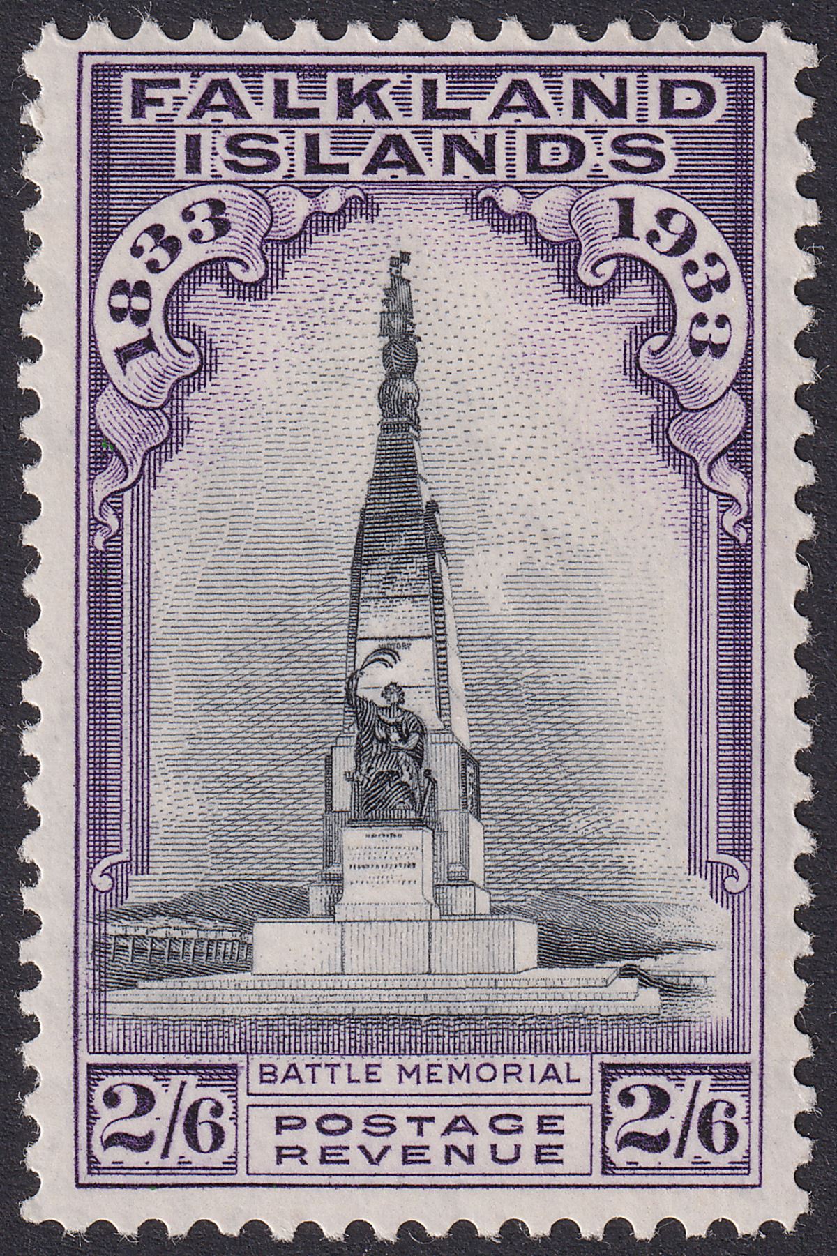 Falkland Islands 1933 KGV Centenary Memorial 2sh6d Blk + Violet Mint SG135 c£250