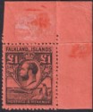 Falkland Islands 1929 KGV Whale and Penguins £1 Black on Red Mint SG126 cat £350
