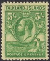 Falkland Islands 1929 KGV Whale + Penguins 5sh Green on Yellow Mint SG124 c£100
