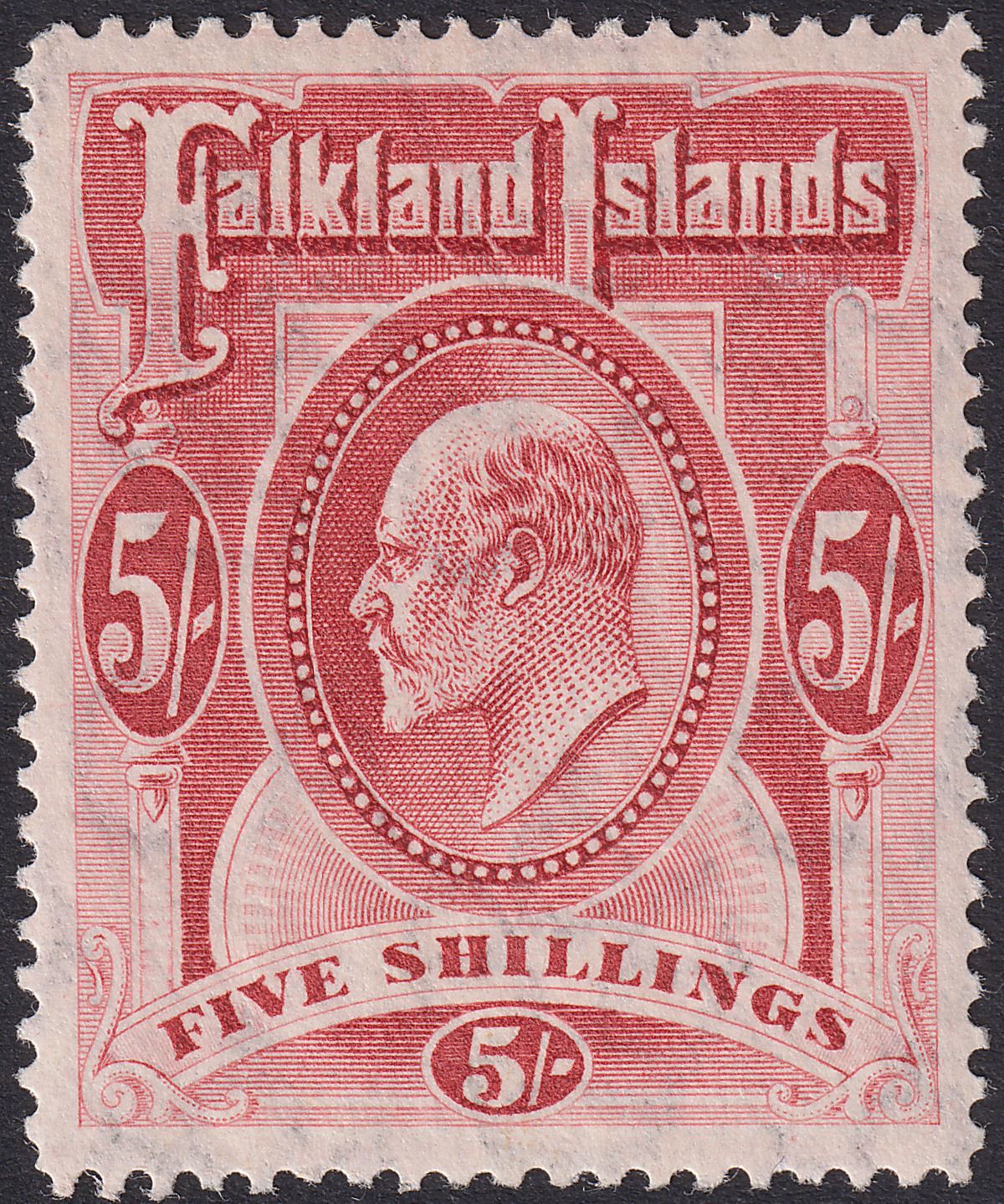 Falkland Islands 1904 KEVII 5sh Red Mint SG50 cat £225