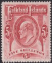 Falkland Islands 1904 KEVII 5sh Red Mint SG50 cat £225