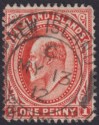 Falkland Islands 1912 KEVII 1d Vermilion Used with NEW ISLAND code C Postmark