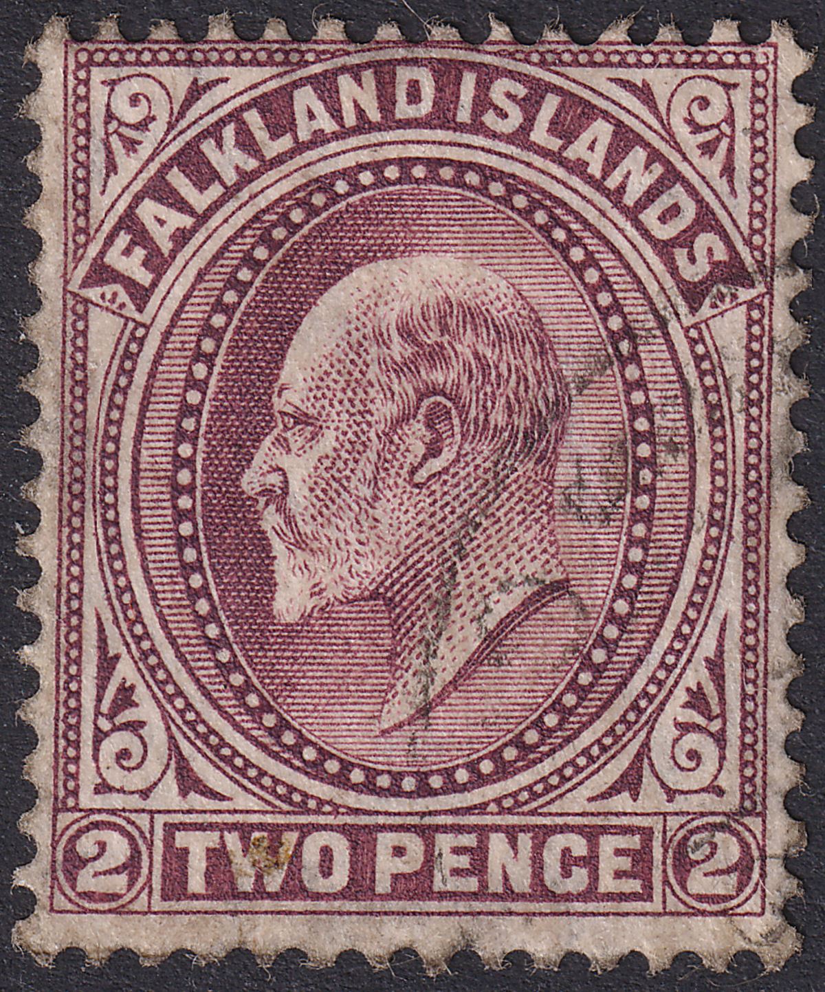 Falkland Islands 1912 KEVII 2d Reddish Purple Used SG45b cat £300 FAULTS