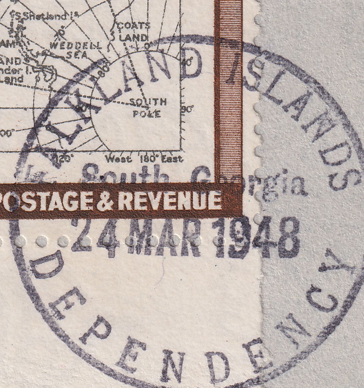 Falkland Islands Dependencies 1946 KGVI 9d SOUTH POKE Variety Used SG G7c c£275