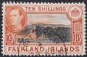 Falkland Islands 1942 KGVI 10sh Black and Light Orange Used SG162a cat £65