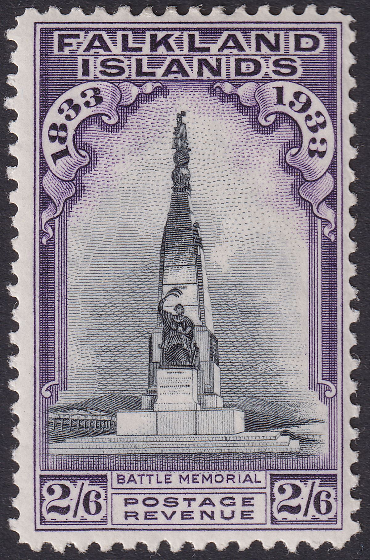 Falkland Islands 1933 KGV Centenary 2sh6d Black + Violet Mint SG135 cat £250
