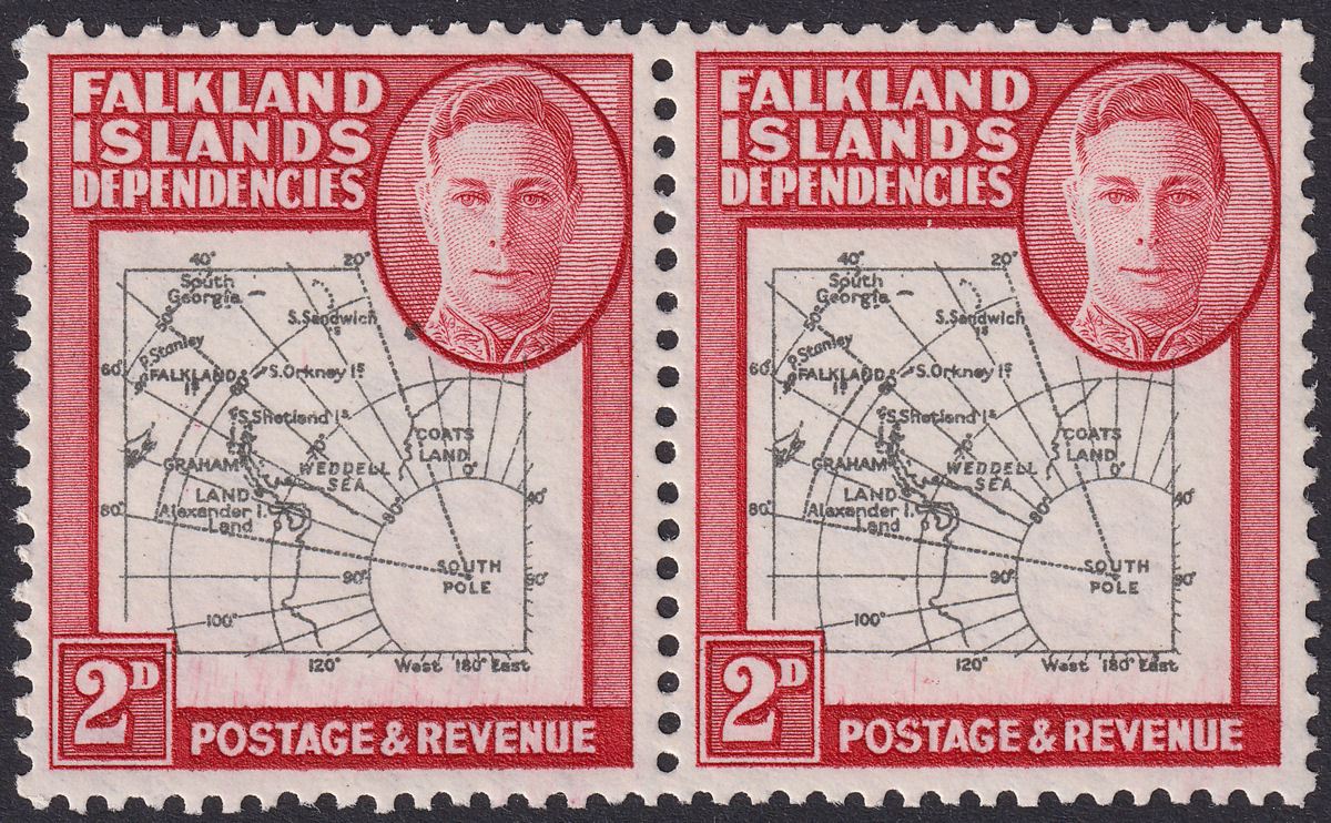Falkland Islands Dependencies 1946 KGVI 2d Dot By Oval Variety Mint SG G3d c£375