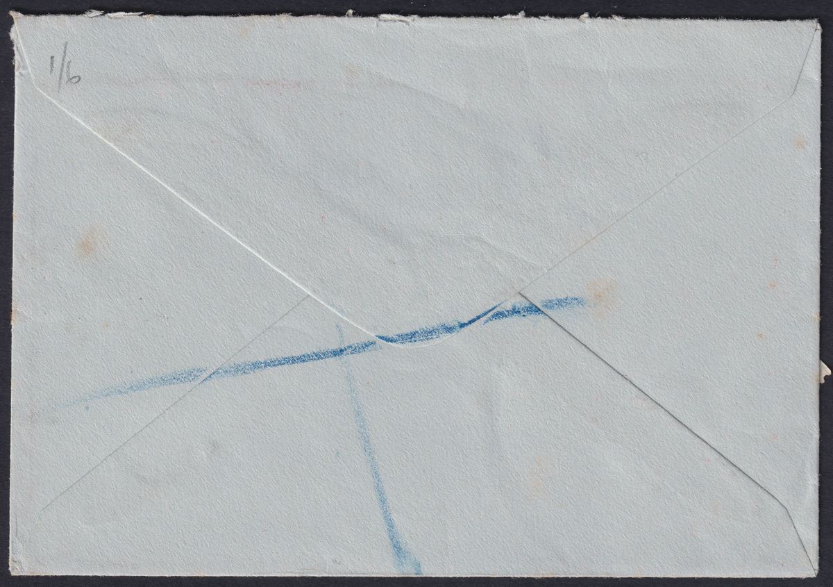 Falkland Islands 1938 KGVI 4d Black + Purple Used on Reg Commercial Cover SG154