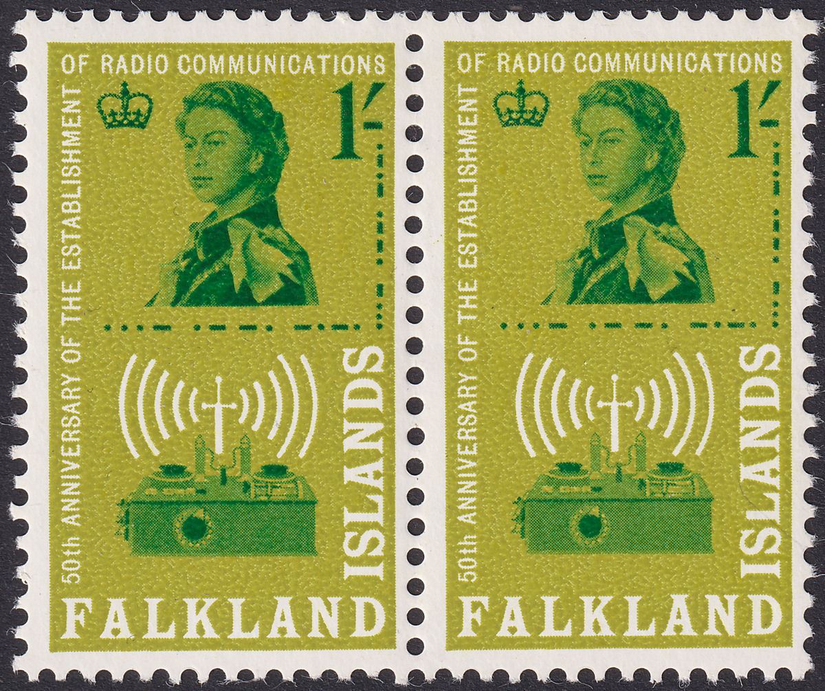 Falkland Islands 1962 QEII Radio Communications 1sh Short L Variety Mint SG209v