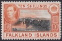 Falkland Islands 1942 KGVI 10sh Black and Light Orange UM Mint SG162a cat £350