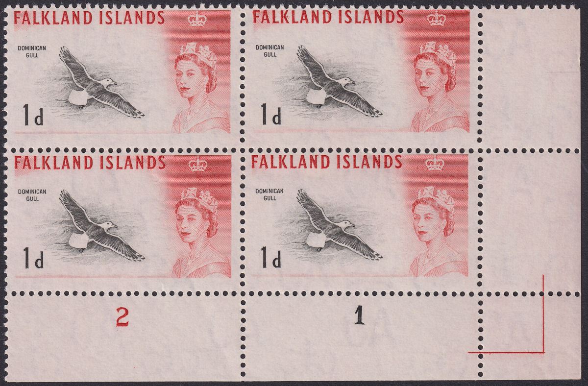 Falkland Islands 1963 QEII Birds 1d Weak Entry + Sub Cliche Mint SG194ab c£85++