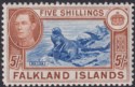 Falkland Islands 1950 KGVI 5sh Steel Blue and Brown-Buff UM Mint SG161d cat £425