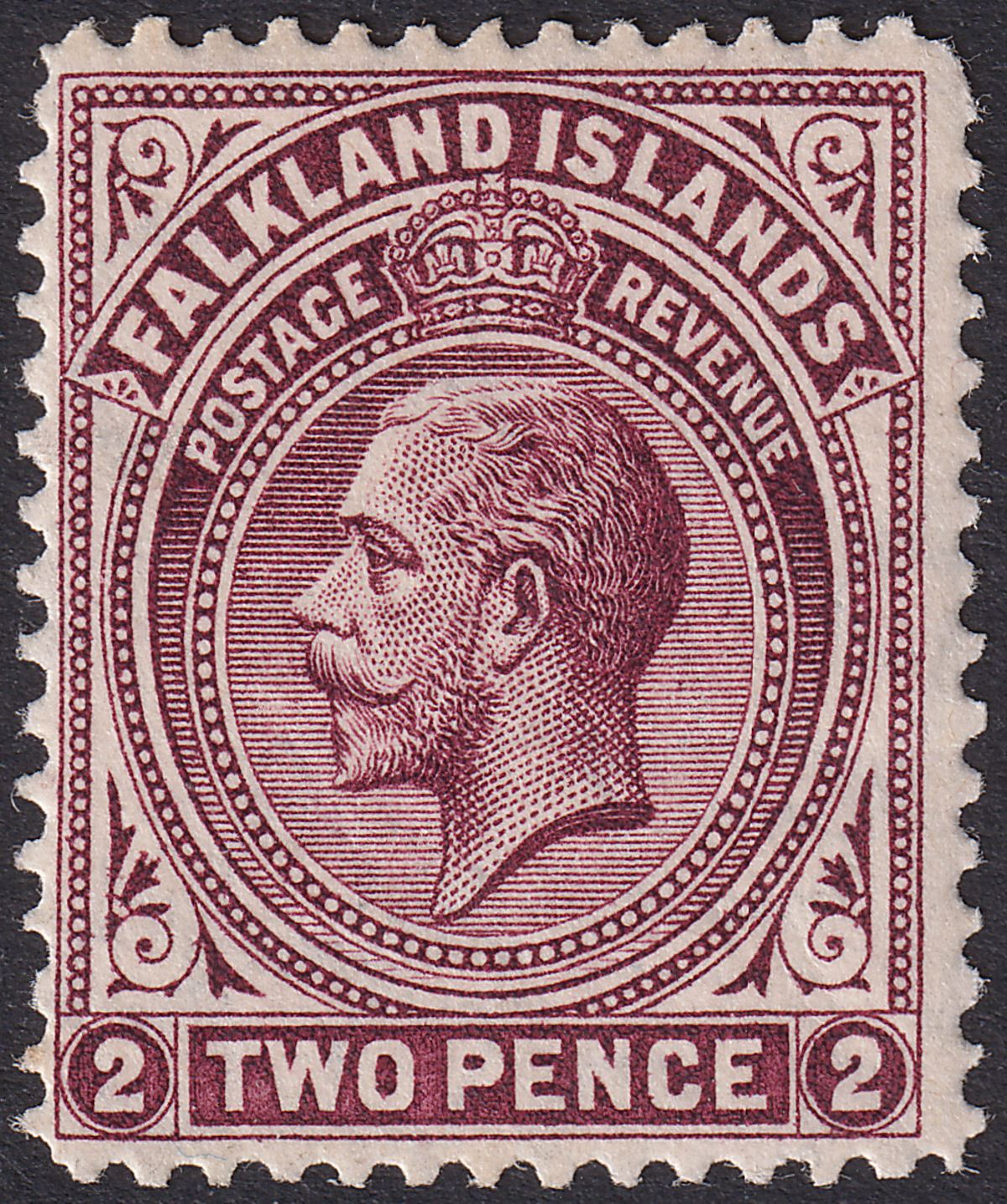 Falkland Islands 1914 KGV 2d Deep Reddish Purple Line Perf Mint SG62a cat £425