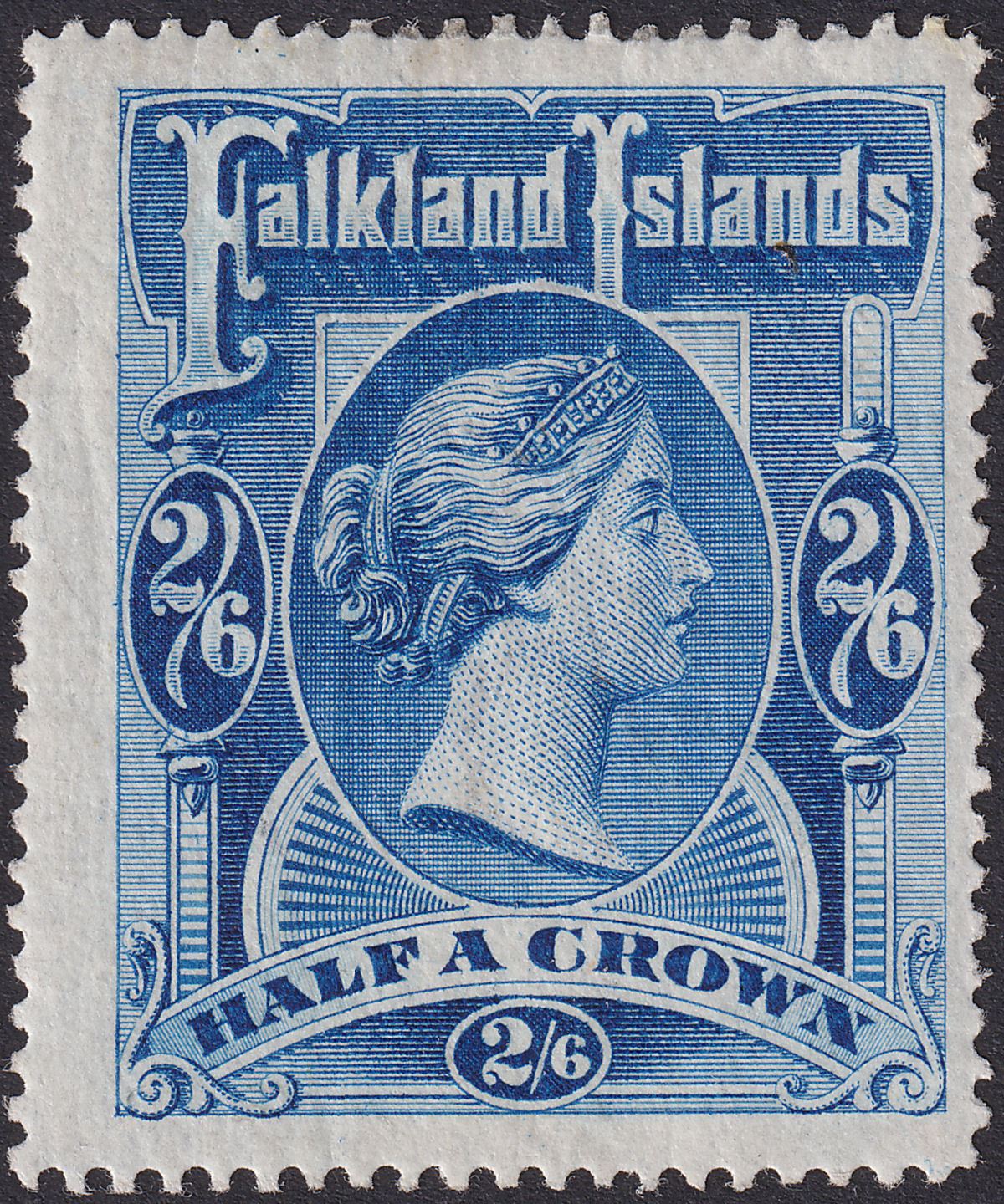 Falkland Islands 1898 QV 2sh6d Deep Blue Mint SG41 cat £275 perf stains