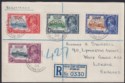 Falkland Islands 1935 KGV Silver Jubilee Set Used on Registered Cover to UK