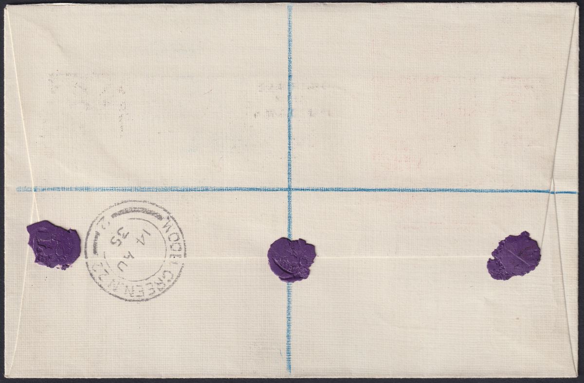 Falkland Islands 1935 KGV Silver Jubilee Set Used on Registered Cover to UK