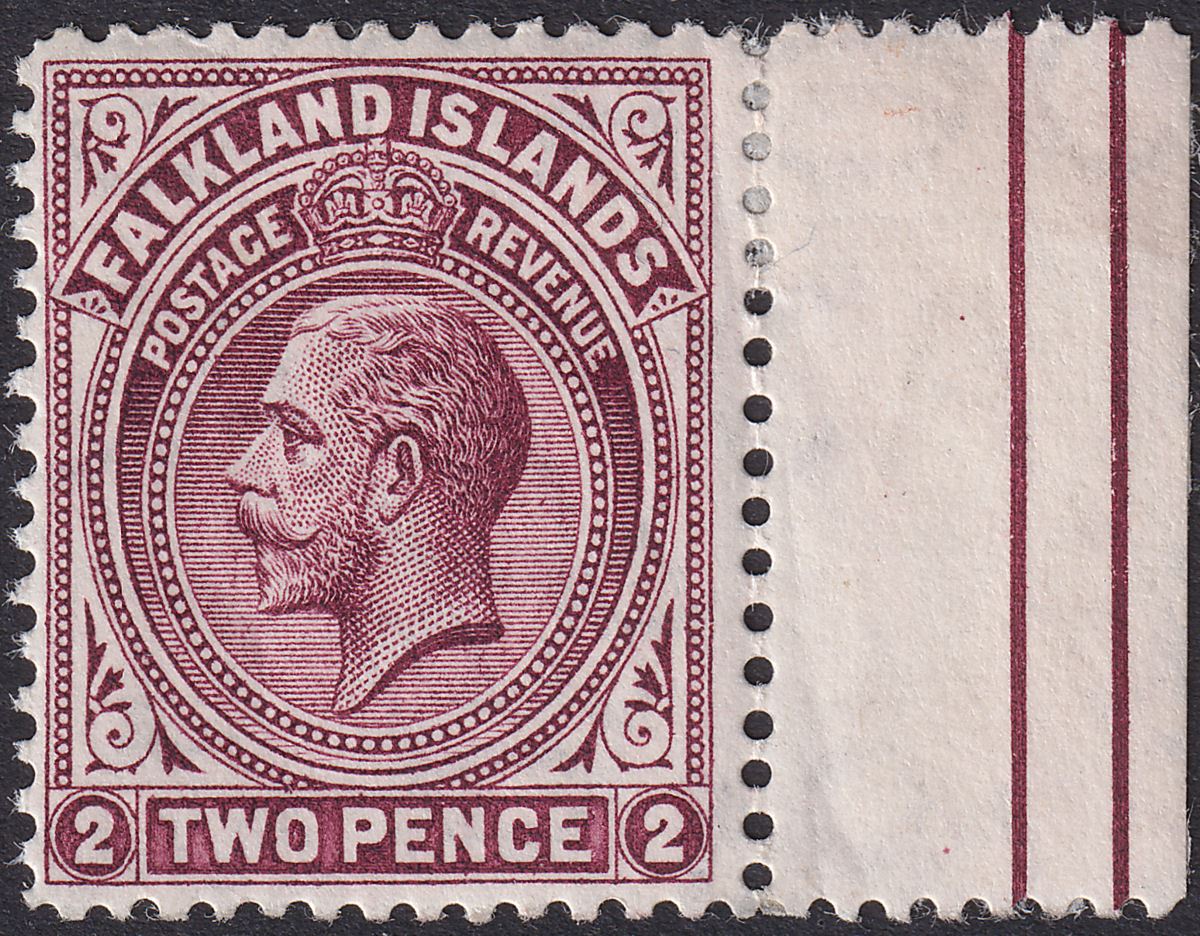 Falkland Islands 1918 KGV 2d Maroon Line Perf Marginal Mint SG62b cat £425