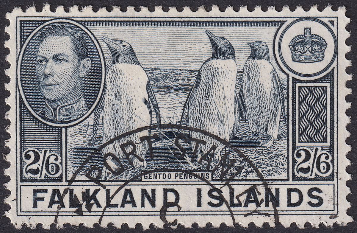 Falkland Islands 1938 KGVI Penguins 2sh6d Slate Used SG160 cat £25