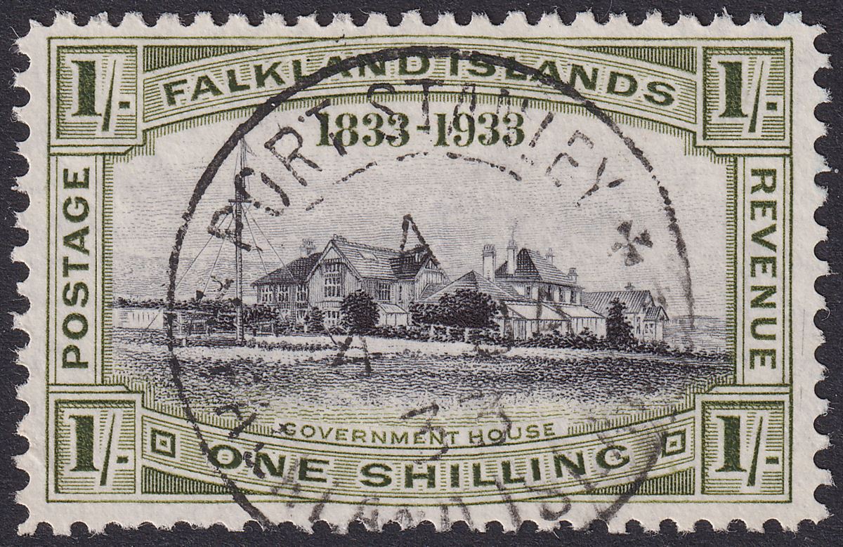 Falkland Islands 1933 KGV Centenary Government House 1sh Used SG134 cat £100