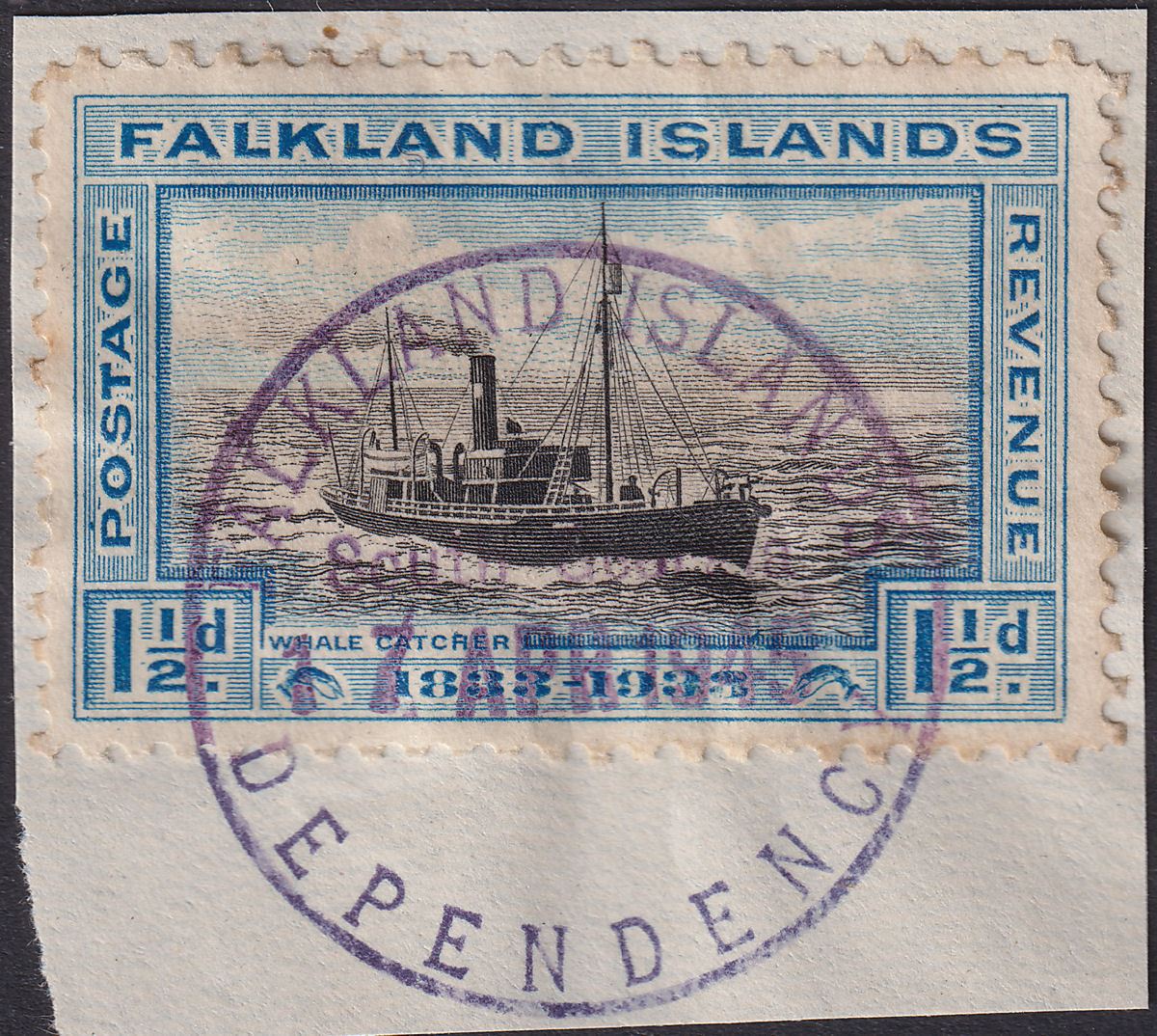 Falkland Islands 1933 KGV Centenary 1½d Used South Georgia SG Z56 cat £48