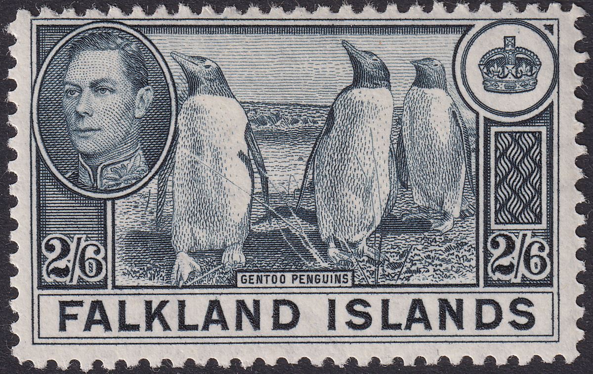 Falkland Islands 1949 KGVI Penguins 2sh6d Slate Mint SG160 cat £60