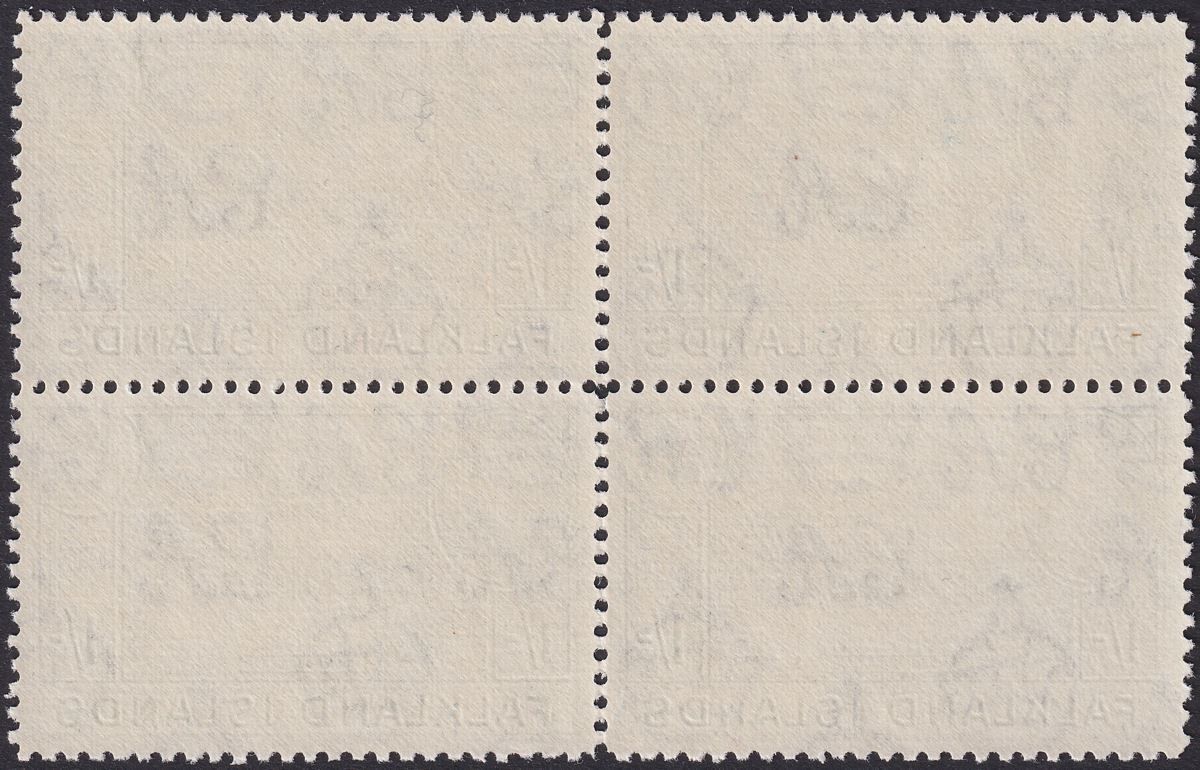 Falkland Islands 1944 KGVI 1sh Dull Blue Block of 4 UM Mint SG158b cat £150