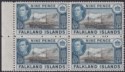 Falkland Islands 1944 KGVI 9d Brown-Black + Gr-Blue Block of 4 Mint SG157 c£112